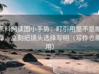 黑料网读图小手势：盯引用是不是断章，立刻把镜头选择写明（写作也能用）