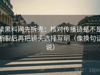 读黑料网先拆壳：核对传播链是不是断裂后再把镜头选择写明（像换句话说）