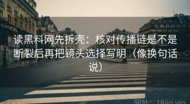 读黑料网先拆壳：核对传播链是不是断裂后再把镜头选择写明（像换句话说）