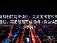 努努影院两步读法：先抓范围有没有画线，再把段落写成提纲（像做读图小手势）