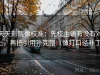天天影院像校准：先校主语有没有对上，再把引用补完整（像打口径补丁）